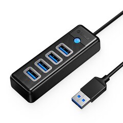 Orico Hub-sovitin USB 4x USB 3.0, 5 Gbps, 0.15m (musta) hinta ja tiedot | Adapterit | hobbyhall.fi