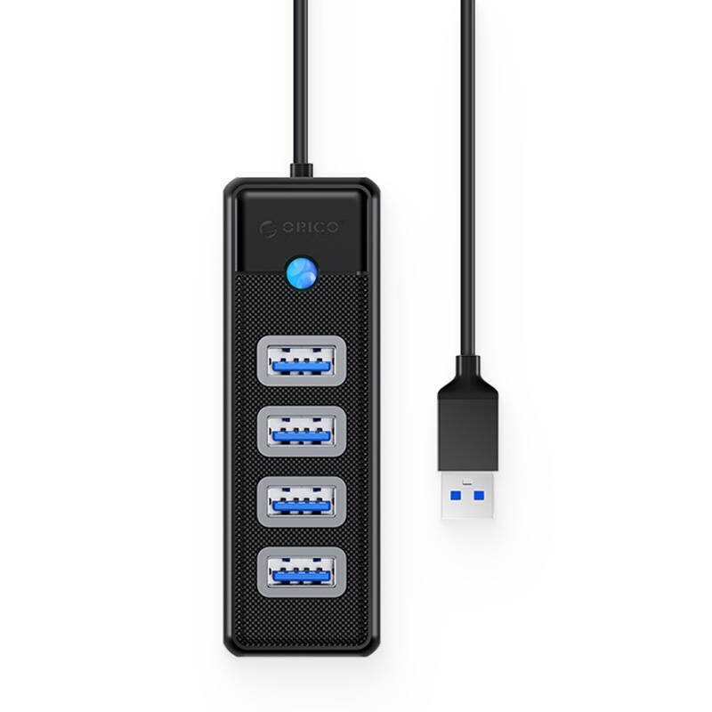 Orico Hub-sovitin USB 4x USB 3.0, 5 Gbps, 0.15m (musta) hinta ja tiedot | Adapterit | hobbyhall.fi