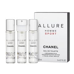 Hajuvesi Chanel Allure Sport EDT miehille 3 x 20 ml hinta ja tiedot | Miesten hajuvedet | hobbyhall.fi