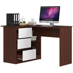 Työpöytä NORE B16, vasemmanpuoleinen, tummanruskea/valkoinen hinta ja tiedot | Tietokonepöydät ja työpöydät | hobbyhall.fi
