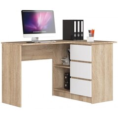 Työpöytä NORE B16, oikeanpuoleinen, tammen väri / valkoinen hinta ja tiedot | Tietokonepöydät ja työpöydät | hobbyhall.fi