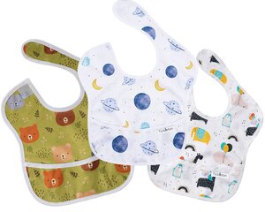 Vedenpitävä ruokalappu Baby Planet taskulla 6-24kk 3 kpl hinta ja tiedot | Ruokalaput | hobbyhall.fi