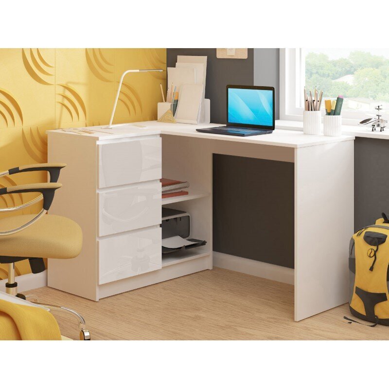 Työpöytä NORE B16, vasemmanpuoleinen, valkoinen hinta ja tiedot | Tietokonepöydät ja työpöydät | hobbyhall.fi