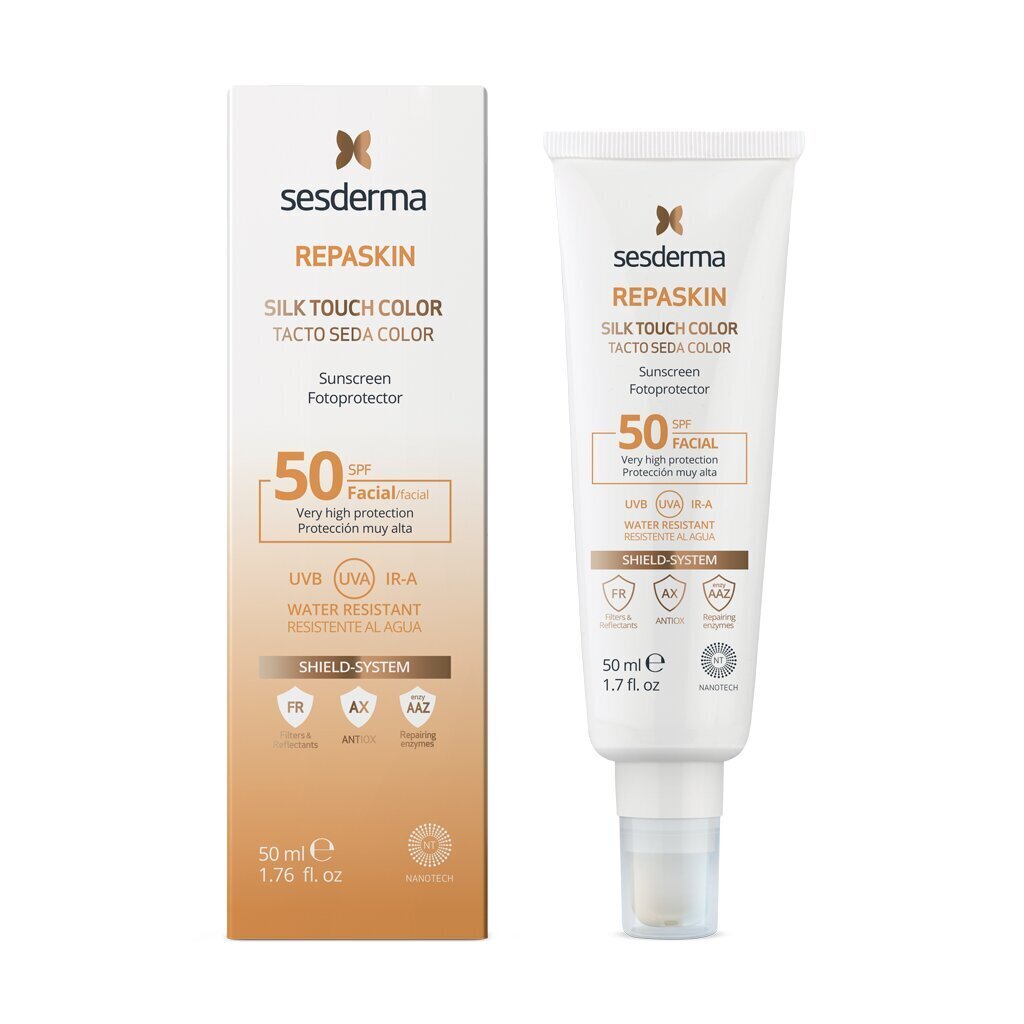 Sesderma repaskin silk touch -aurinkovoide värillä SPF 50, 50 ml hinta ja tiedot | Aurinkovoiteet | hobbyhall.fi