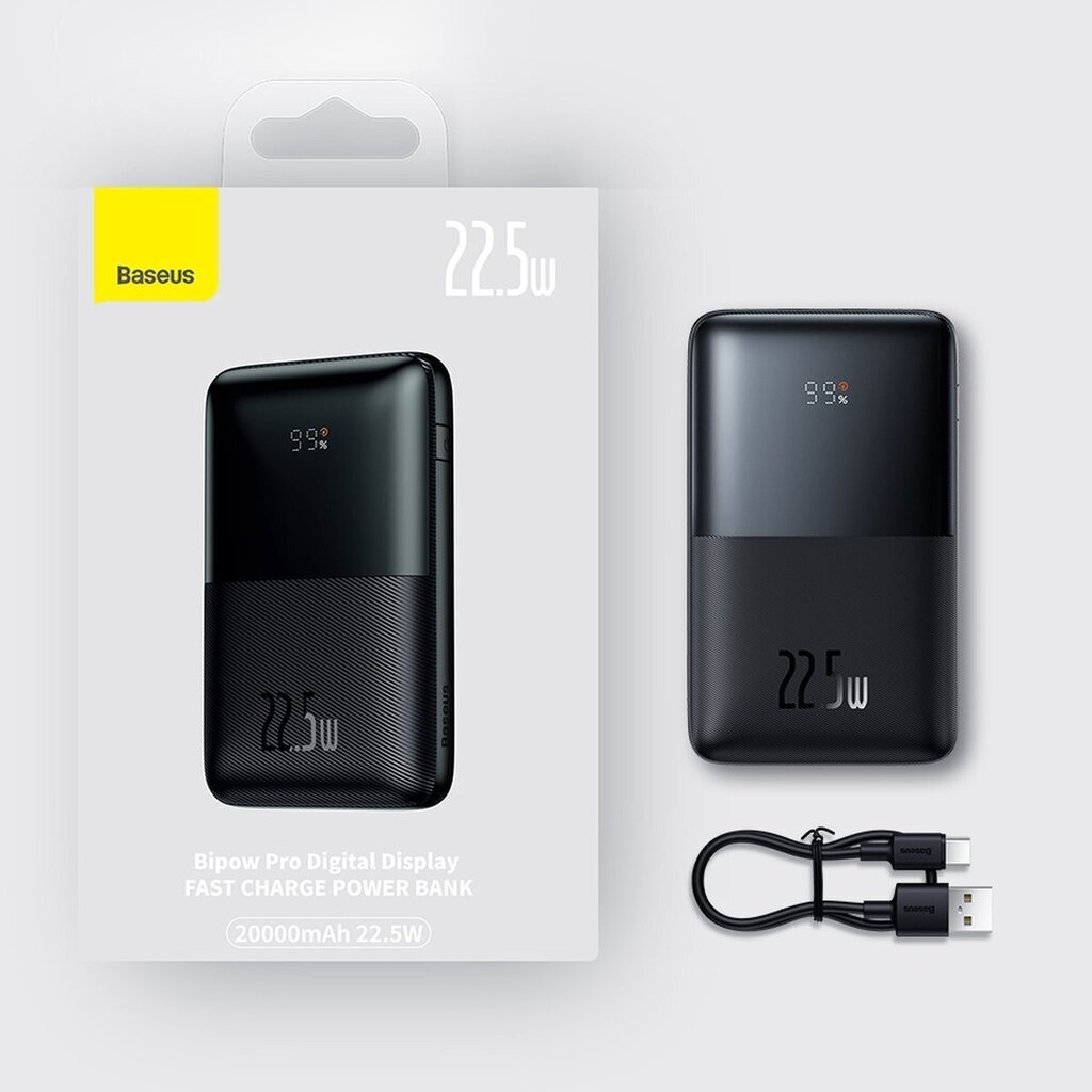 Baseus Pro 20000 mAh 22.5W USB Type A - USB Type C 3A 0.3m (PPBD040301) hinta ja tiedot | Varavirtalähteet | hobbyhall.fi