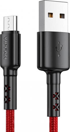 Vipfan USB-Micro-USB-kaapeli X02, 3A, 1.8m (punainen) hinta ja tiedot | Kaapelit ja adapterit | hobbyhall.fi