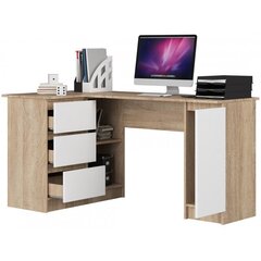 NORE B20, vasen, Työpöytä valkoinen / tammi hinta ja tiedot | Tietokonepöydät ja työpöydät | hobbyhall.fi