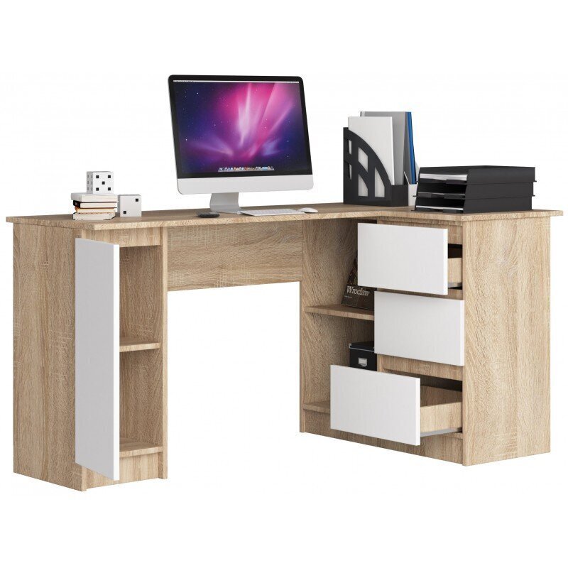 Kirjoituspöytä NORE B20, oikea, tammen väri hinta ja tiedot | Tietokonepöydät ja työpöydät | hobbyhall.fi