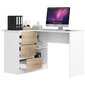 Työpöytä NORE B16, vasemmanpuoleinen, valkoinen / tammen väri hinta ja tiedot | Tietokonepöydät ja työpöydät | hobbyhall.fi