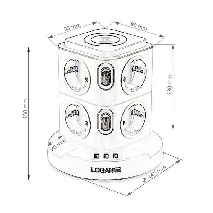 Monitoimivahvistin langattomalla latauksella, Logan Wsb8-2.5 hinta ja tiedot | Jatkojohdot ja kaapelikelat | hobbyhall.fi