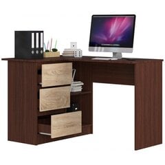 Työpöytä NORE B16, vasen, valkoinen/tammi hinta ja tiedot | Tietokonepöydät ja työpöydät | hobbyhall.fi