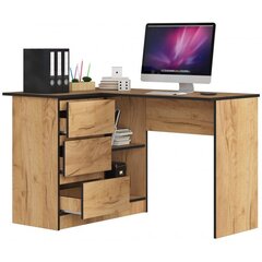 Työpöytä NORE B16, vasen, tammi/musta hinta ja tiedot | Tietokonepöydät ja työpöydät | hobbyhall.fi