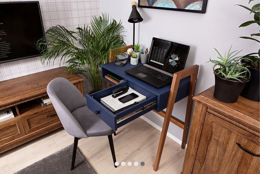 Työpöytä BRW Brela, tummansininen/ruskea hinta ja tiedot | Tietokonepöydät ja työpöydät | hobbyhall.fi