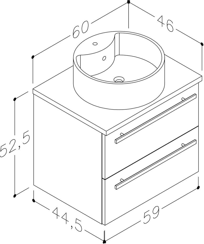 Kylpyhuonekaappi pesuallas ja pöytä 60 cm, valkoinen II hinta ja tiedot | Kylpyhuonekaapit | hobbyhall.fi