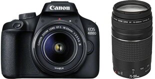Canon EOS 4000D 18-55mm III + 75-300mm III hinta ja tiedot | Kamerat | hobbyhall.fi