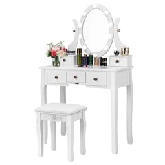 Kosmetiikkapöytä KS165LED valo pehmeällä tuolilla, valkoinen hinta ja tiedot | Peilipöydät | hobbyhall.fi