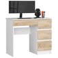 NORE A7 -työpöytä, oikea, valkoinen/tammi hinta ja tiedot | Tietokonepöydät ja työpöydät | hobbyhall.fi
