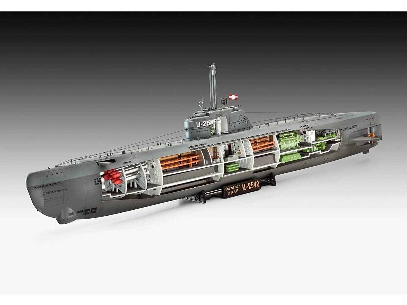 Revell - Deutsches U-Boot/Saksa sukellusvene tyyppi XXI sisätiloilla, 1/144, 05078 hinta ja tiedot | LEGOT ja rakennuslelut | hobbyhall.fi