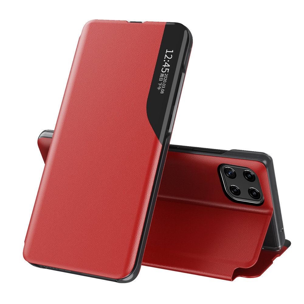 Puhelimen kotelo Eco Leather View Case elegant bookcase type case with kickstand for Samsung Galaxy A22 5G, punainen hinta ja tiedot | Puhelimen kuoret ja kotelot | hobbyhall.fi