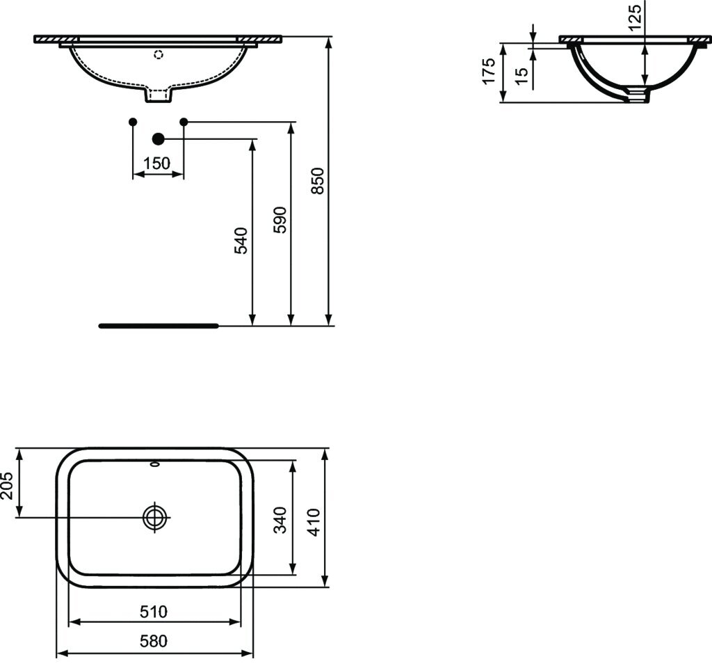 Ideal Standard Connect, Keraaminen pesuallas, 58 x 41 cm, asennetaan tason alapuolelle, valkoisena E506101 hinta ja tiedot | Pesualtaat | hobbyhall.fi