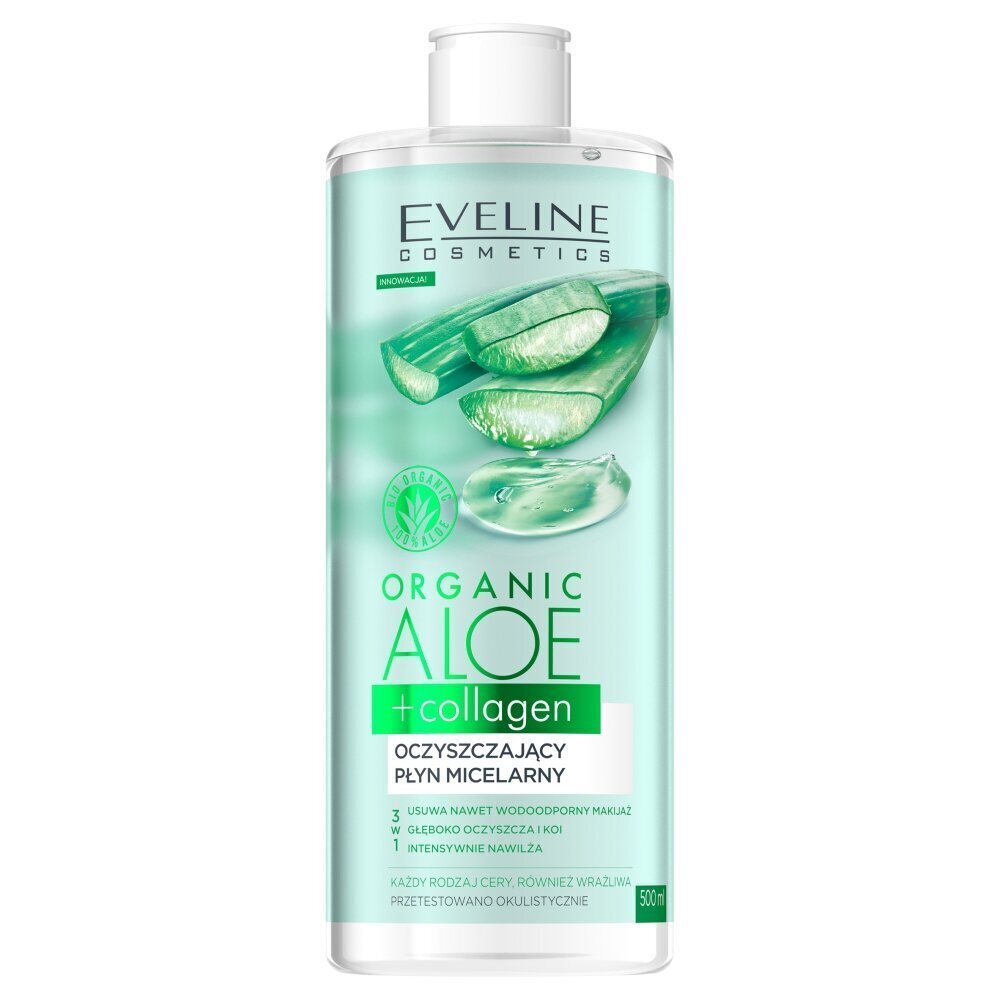 Eveline Organic Aloe + Collagen, puhdistava misellivesi, 400 ml hinta ja tiedot | Kasvojen puhdistusaineet | hobbyhall.fi