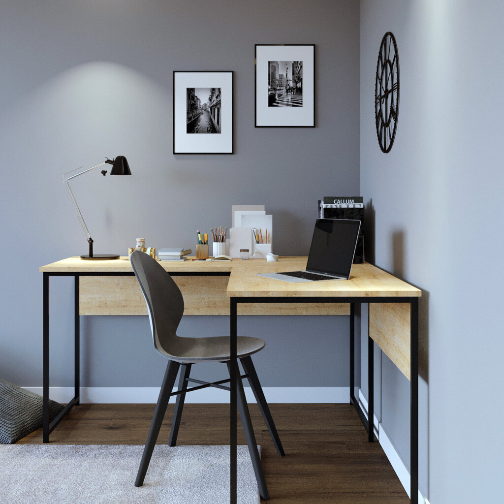 Kirjoituspöytä Kalune Design L Tasarim, ruskea/musta hinta ja tiedot | Tietokonepöydät ja työpöydät | hobbyhall.fi