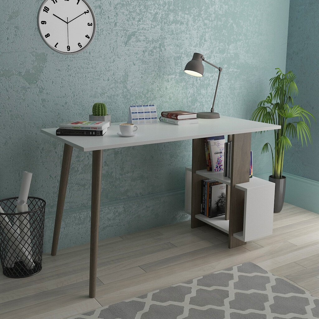 Kirjoituspöytä Kalune Design Lagomood Side, ruskea/valkoinen hinta ja tiedot | Tietokonepöydät ja työpöydät | hobbyhall.fi
