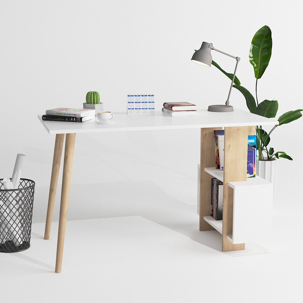 Kirjoituspöytä Kalune Design Lagomood Side, vaaleanruskea / valkoinen hinta ja tiedot | Tietokonepöydät ja työpöydät | hobbyhall.fi