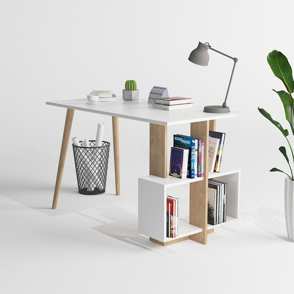 Kirjoituspöytä Kalune Design Lagomood Side, vaaleanruskea / valkoinen hinta ja tiedot | Tietokonepöydät ja työpöydät | hobbyhall.fi
