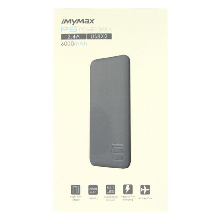 iMYMAX Power Bank 6.000mAh harmaa P6 hinta ja tiedot | Varavirtalähteet | hobbyhall.fi