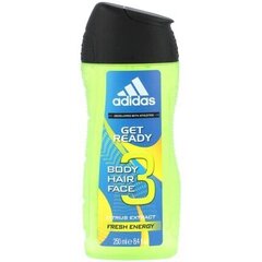 Adidas Get Ready! For Him 2in1 suihkugeeli miehelle 250 ml hinta ja tiedot | Miesten ihonhoito | hobbyhall.fi