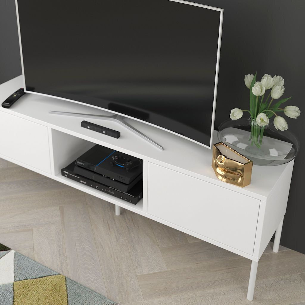 Valkoinen moderni tv-pöytä Dancan MIRKA / 130 cm leveä hinta ja tiedot | TV-tasot | hobbyhall.fi