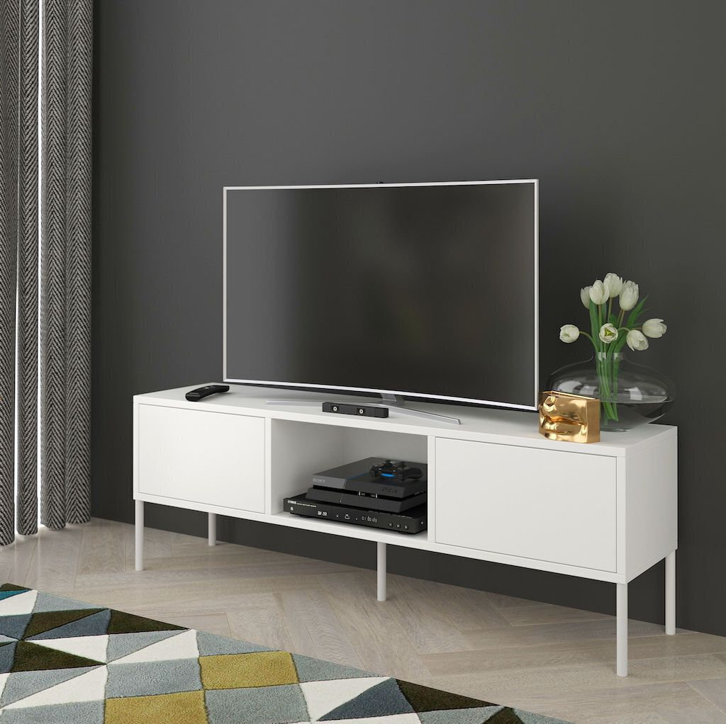 Valkoinen moderni tv-pöytä Dancan MIRKA / 130 cm leveä hinta ja tiedot | TV-tasot | hobbyhall.fi