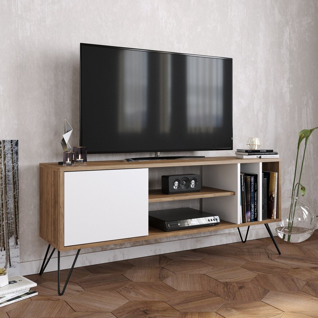 Tv-pöytä Kalune Design Mistico 140 cm, ruskea/valkoinen hinta ja tiedot | TV-tasot | hobbyhall.fi