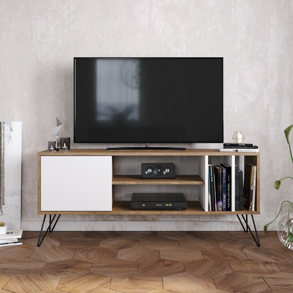 Tv-pöytä Kalune Design Mistico 140 cm, ruskea/valkoinen hinta ja tiedot | TV-tasot | hobbyhall.fi