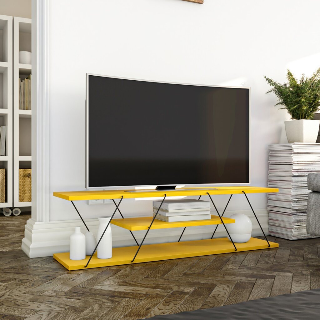 Kalune Design 854 TV-pöytä, keltainen hinta ja tiedot | TV-tasot | hobbyhall.fi