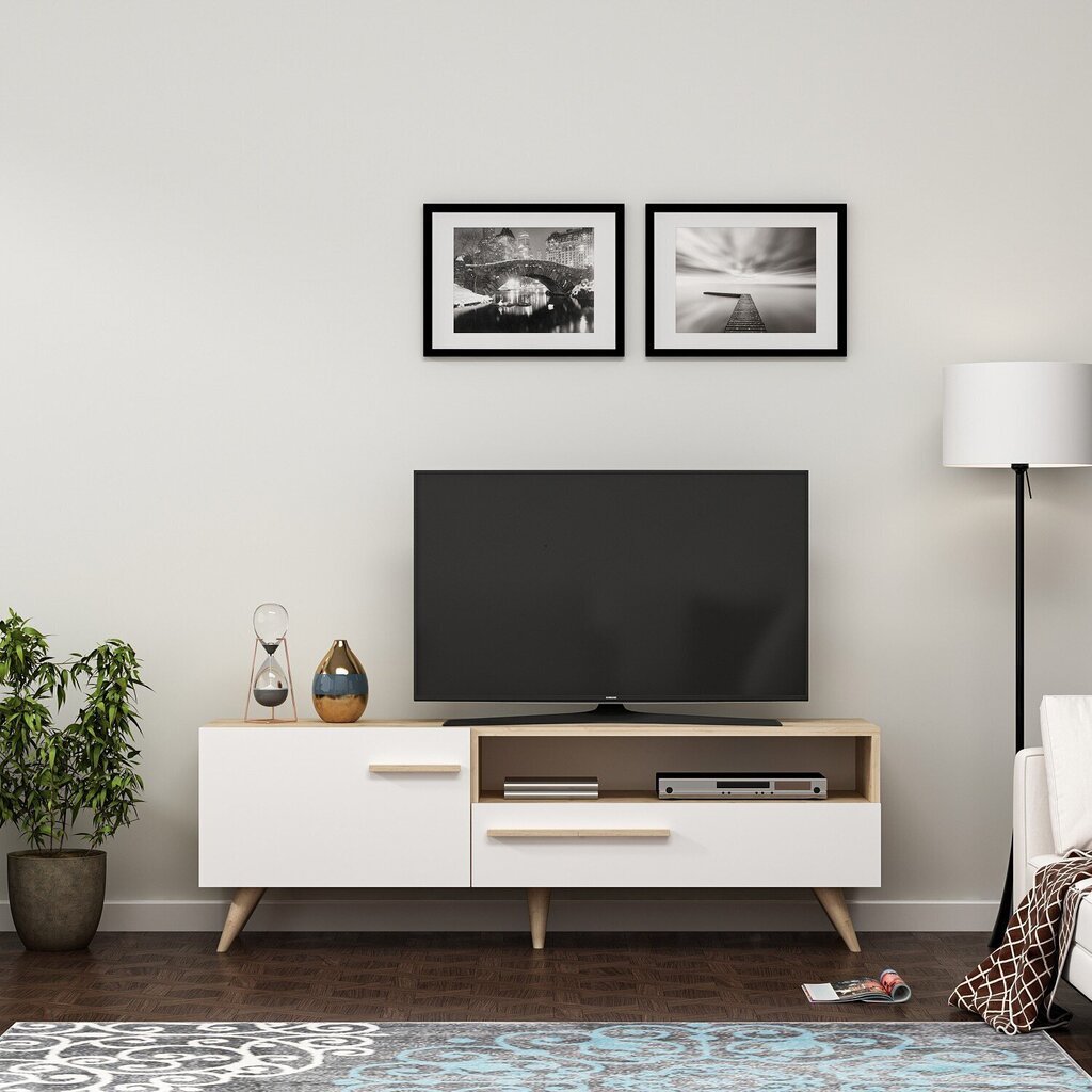 TV-pöytä Kalune Design Zera, valkoinen/ruskea hinta ja tiedot | TV-tasot | hobbyhall.fi