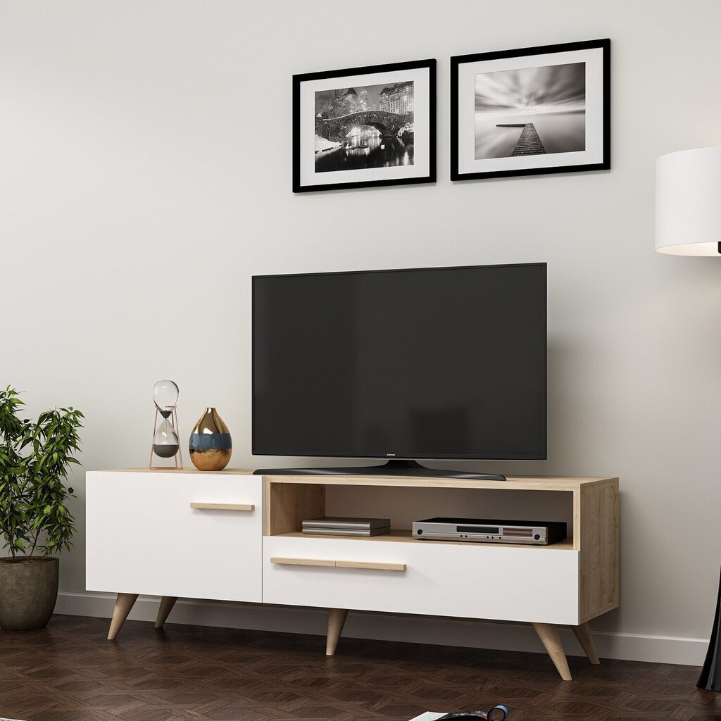 TV-pöytä Kalune Design Zera, valkoinen/ruskea hinta ja tiedot | TV-tasot | hobbyhall.fi