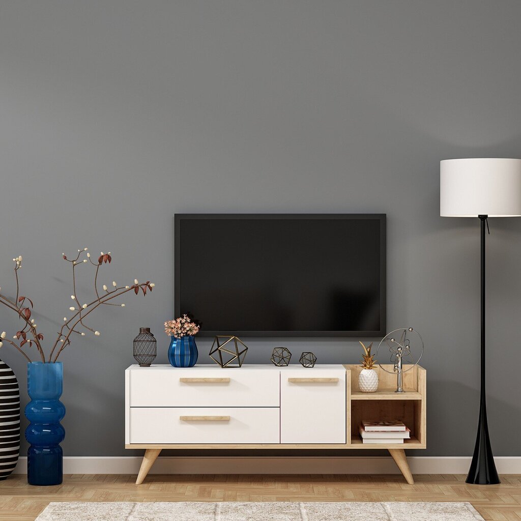 TV-pöytä Kalune Design Otto, 138 cm, valkoinen/ruskea hinta ja tiedot | TV-tasot | hobbyhall.fi