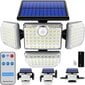 LED aurinkoenergian ulkovalo 4x aurinkoparistolla, liiketunnistimella ja kaukosäätimellä hinta ja tiedot | Puutarha- ja ulkovalot | hobbyhall.fi