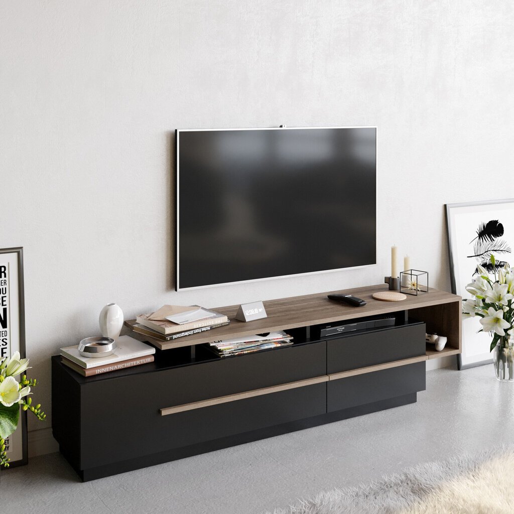 Kalune Design Pia TV-pöytä, musta/ruskea hinta ja tiedot | TV-tasot | hobbyhall.fi