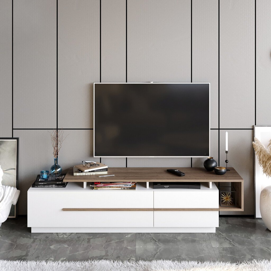 Kalune Design Pia TV-pöytä, ruskea/valkoinen hinta ja tiedot | TV-tasot | hobbyhall.fi