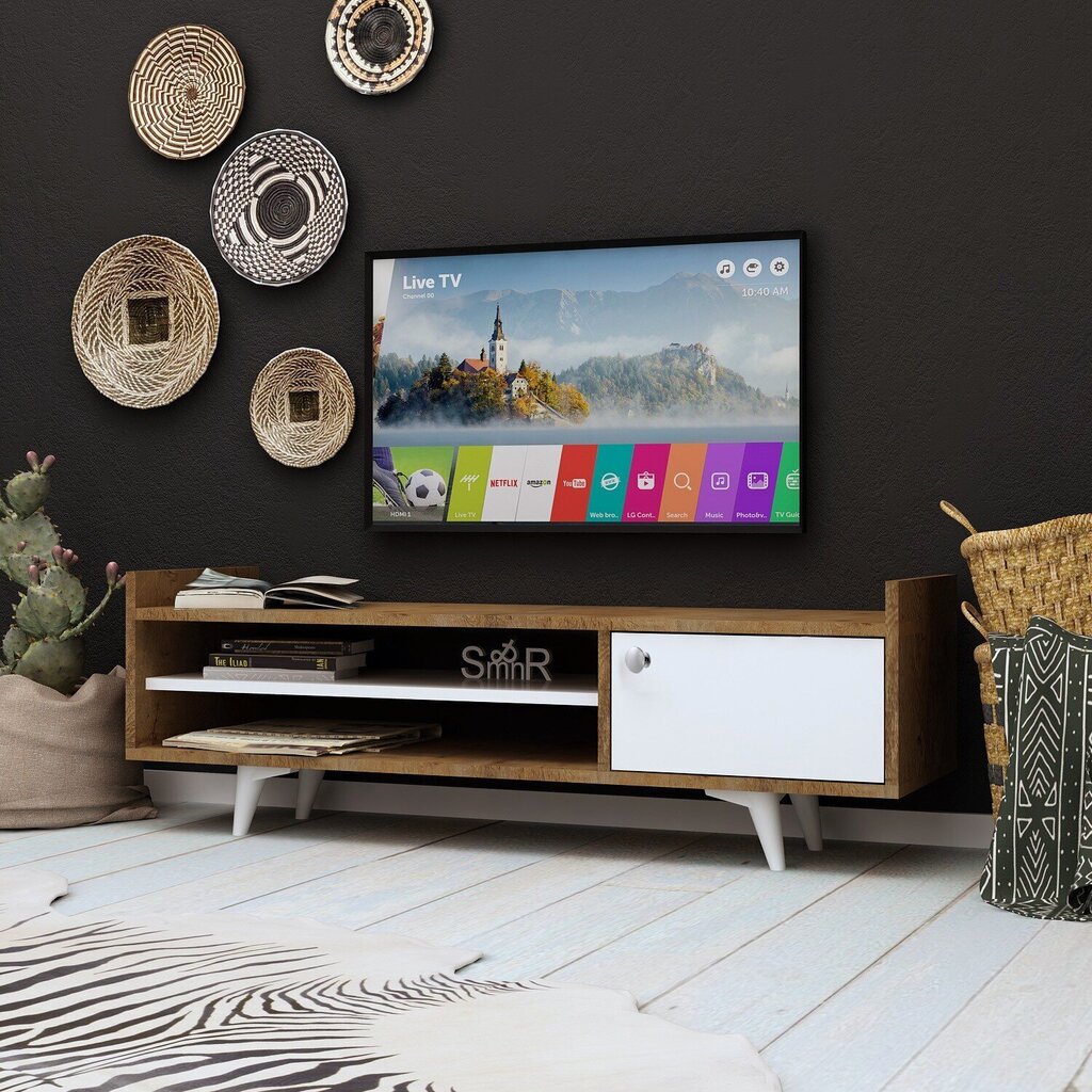 TV-pöytä Kalune Design Ticaba, ruskea/valkoinen hinta ja tiedot | TV-tasot | hobbyhall.fi
