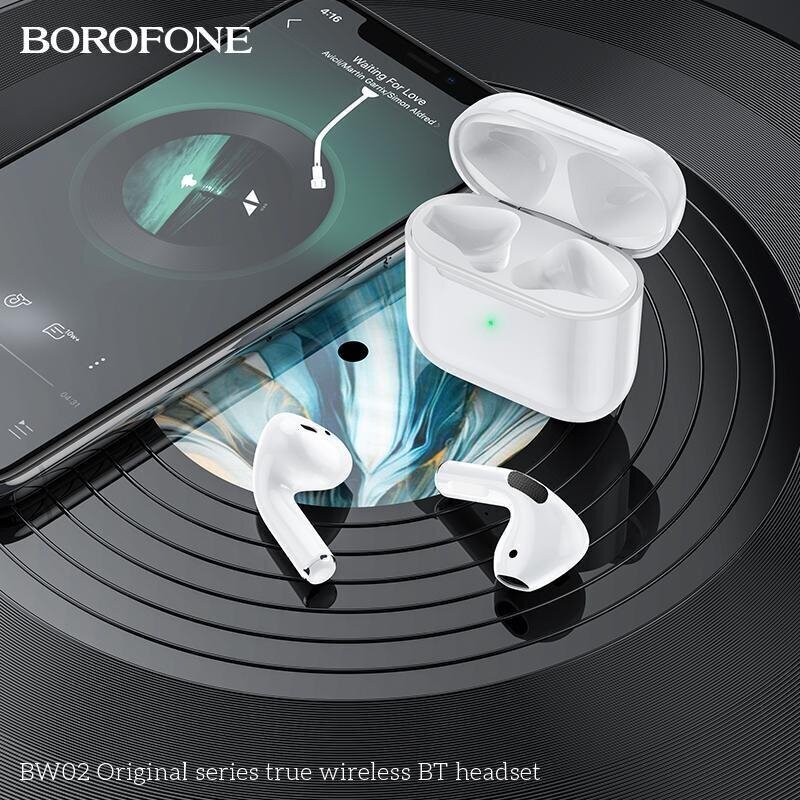 Borofone TWS bluetooth kuulokkeet BW02 Plus valkoinen hinta ja tiedot | Kuulokkeet | hobbyhall.fi