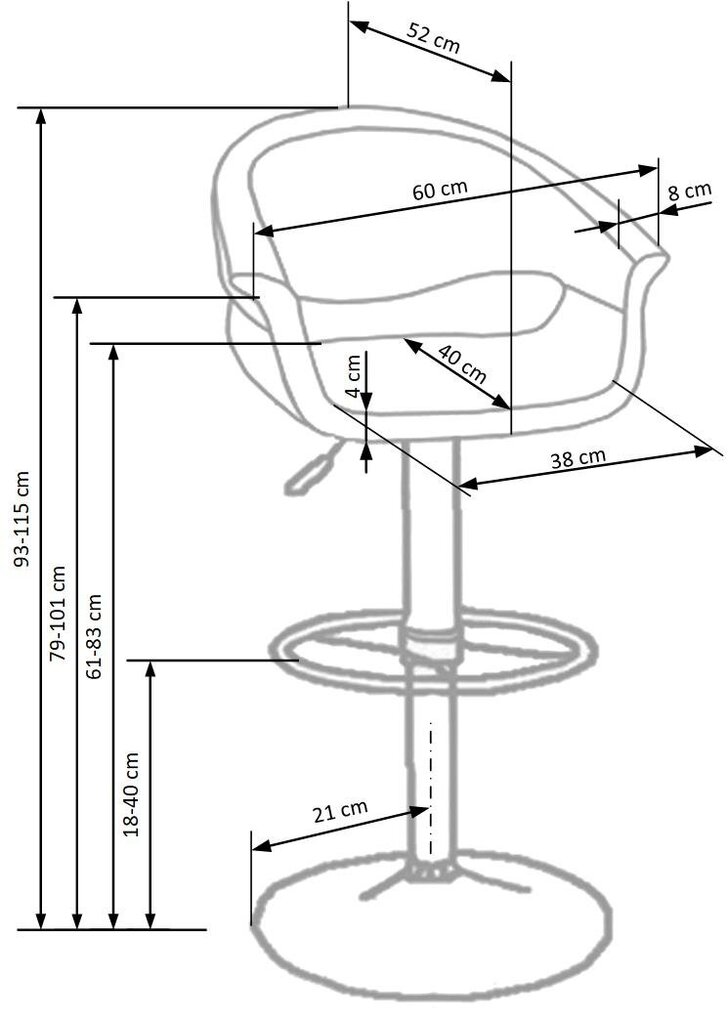 Baarijakkara Halmar H 46, musta/valkoinen hinta ja tiedot | Ruokapöydän tuolit | hobbyhall.fi