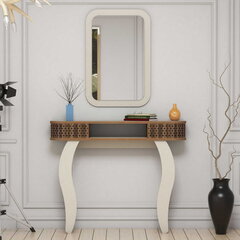 Pöytä- ja peilisetti Kalune Design 845, beige/ruskea hinta ja tiedot | Peilipöydät | hobbyhall.fi