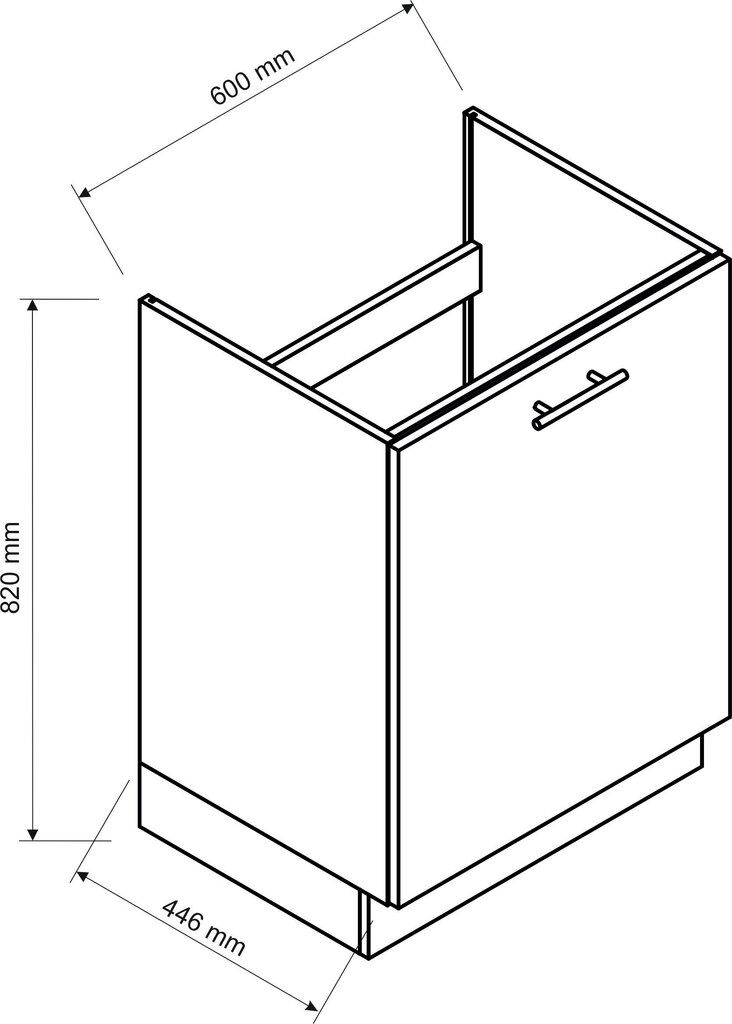 Keittiön pesuallaskaappi NATALIA D60ZL P/L, harmaa hinta ja tiedot | Keittiön kaapit | hobbyhall.fi