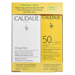 Kasvojen ihonhoitosarja Caudalie Vinoperfect Aurinkovoide SPF50, 25 ml + kasvoseerumi, 30 ml hinta ja tiedot | Aurinkovoiteet | hobbyhall.fi