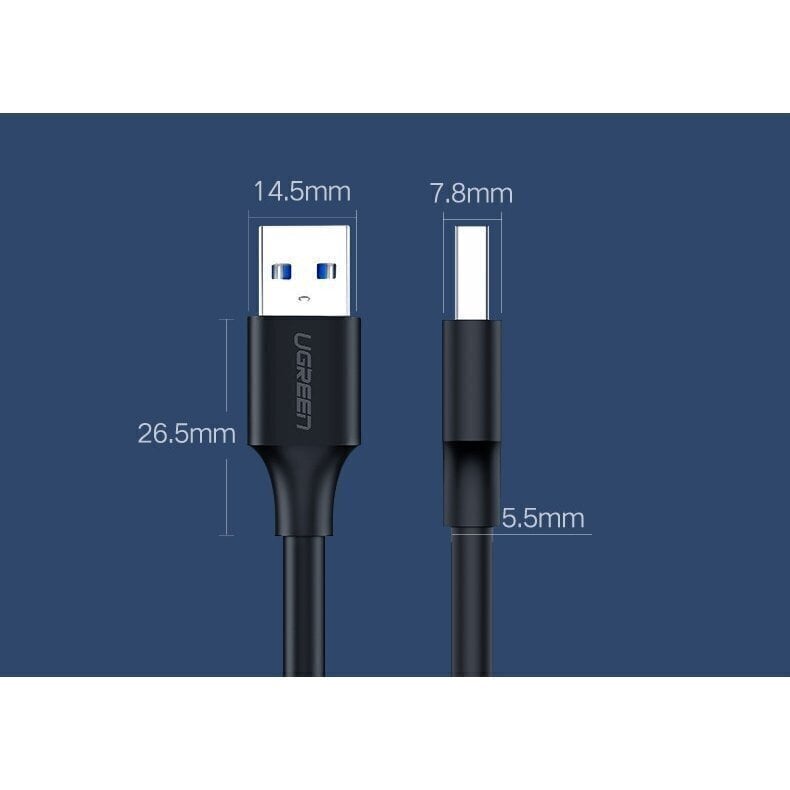 Kaapeli Ugreen USB 2.0 (male) - USB 2.0 (male) 0,5 m, musta, UGR392BLK hinta ja tiedot | Kaapelit ja adapterit | hobbyhall.fi