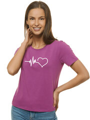 Naisten liila Heartbeat T-paita hinta ja tiedot | Naisten T-paidat | hobbyhall.fi